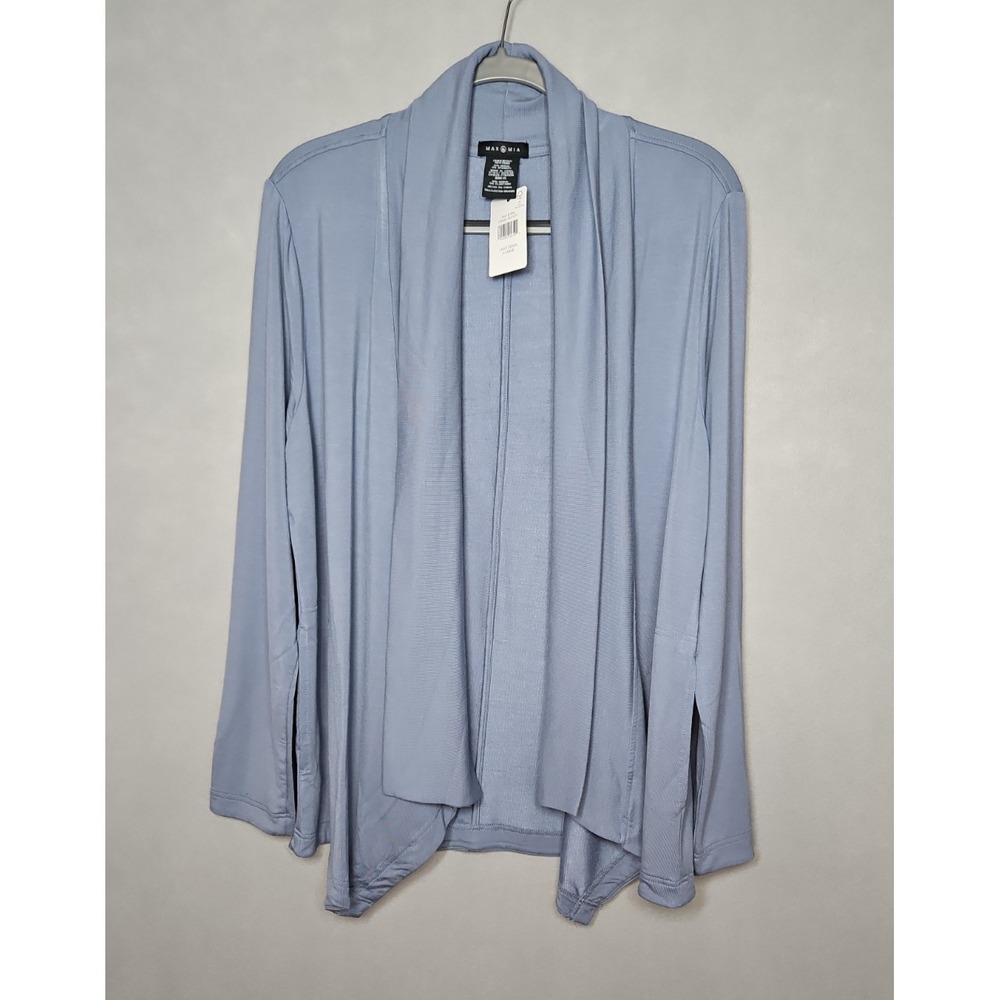 Max & Mia Womens Blue Open Front Draped Cardigan With Pockets Size XL NWT